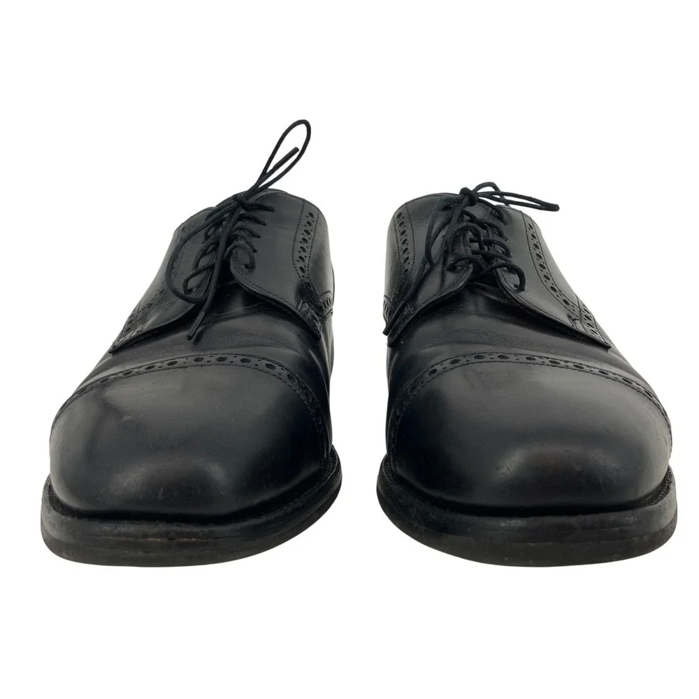 Allen‎ Edmonds Sanford Cap Toe Derby Mens 9 C Black Excellent Semi-Brogue 3408